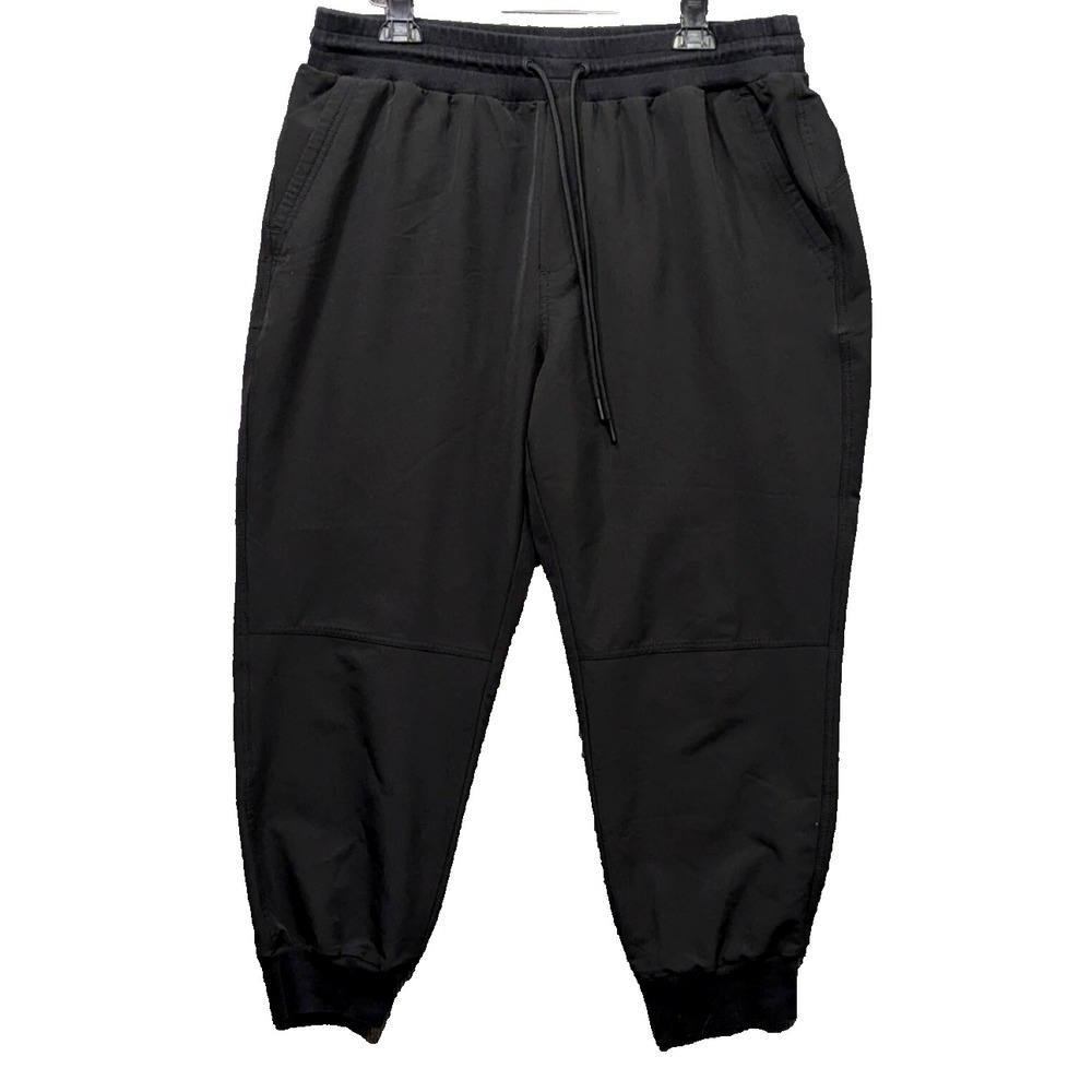 OLD NAVY Black Joggers Pants STRETCHTECH Water Repellent DRAWSTRING Pockets XXL